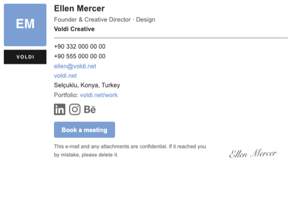 Classic horizontal Mailmyra email signature template