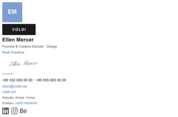 Stacked minimal Mailmyra email signature template