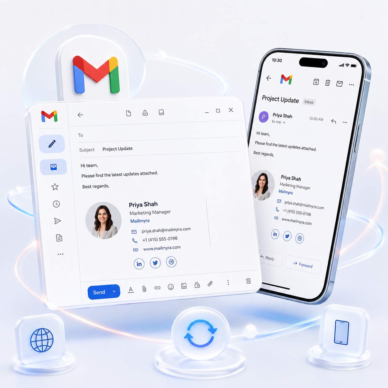 Mailmyra signature in Gmail